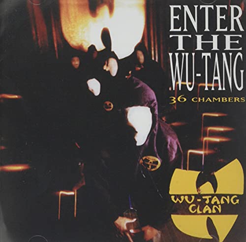Wu-Tang Clan album cover, figures in dark robes, yellow logo.