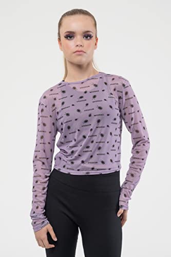 Beetlejuice - Beetle Pattern (Womens Purple Cropped Mesh Top) Large