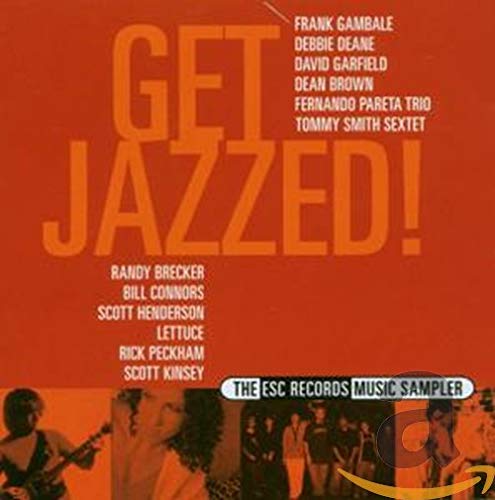CD cover for “Get Jazzed!” sampler featuring jazz artist names and photos.