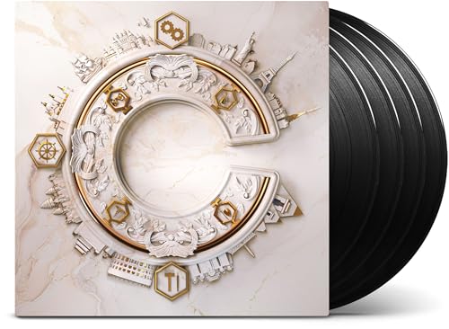 Civilization VII vinyl record cover with ornate, circular world imagery.