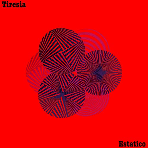 Red album cover with overlapping blue circular line patterns and text.
