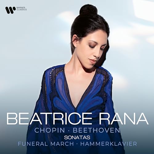 Beatrice Rana portrait album cover for Chopin piano sonatas CD.