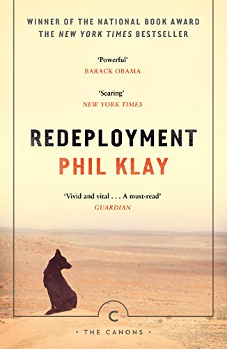 Book cover for Redeployment by Phil Klay featuring a black dog in a desert.