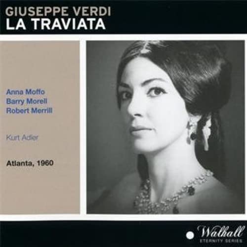 CD cover for Verdi’s “La Traviata” featuring Anna Moffo’s portrait.