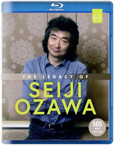 Blu-ray cover featuring portrait of conductor Seiji Ozawa, with floral background.