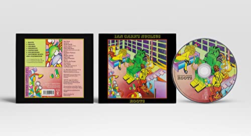 CD case and disc for Ian Carr’s Nucleus album "Roots" with colorful artwork.