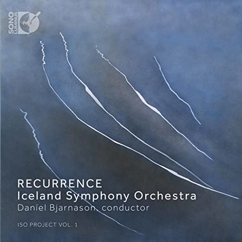 Blu-ray cover for "Recurrence" by Iceland Symphony Orchestra, abstract white lines.