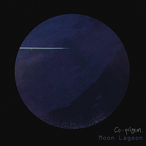 Dark blue circular album cover with text: "Co-pilgrim. Moon Lagoon.