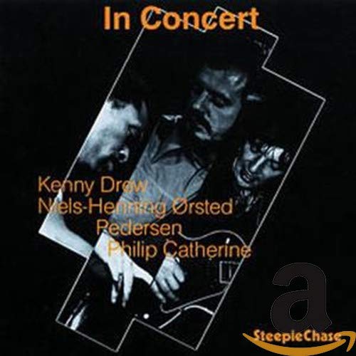CD cover for Kenny Drew’s “In Concert” featuring three musicians.
