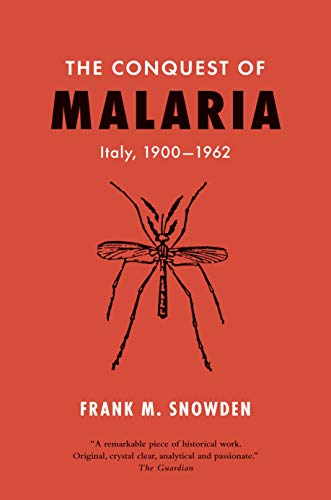 Book cover: “The Conquest of Malaria” with a mosquito illustration.