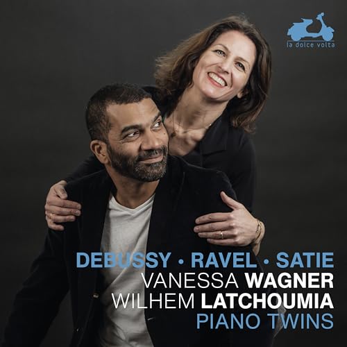 Album cover featuring Vanessa Wagner and Wilhelm Latchoumia, smiling portraits.