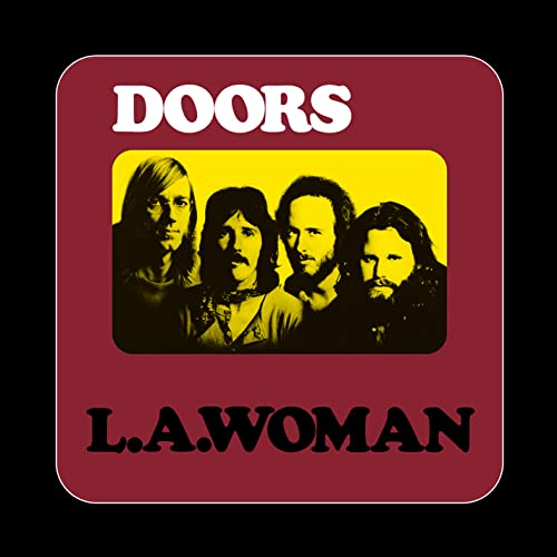 The Doors’ “L.A. Woman” album cover featuring four band members in yellow.