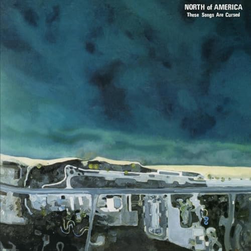 Album cover: painted landscape with a highway and stormy blue sky.