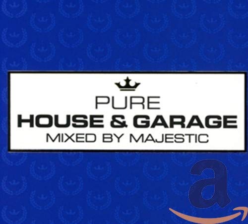 CD cover for “Pure House & Garage” mixed by Majestic, blue pattern.