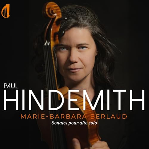 Woman with viola, album cover for Hindemith sonatas by Marie-Barbara Berlaud.