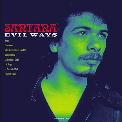 Album cover for Santana’s “Evil Ways” featuring a portrait of Carlos Santana.