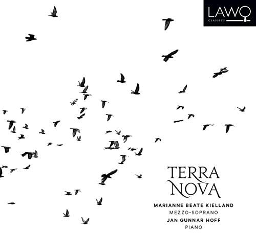 CD cover with a flock of black birds against a white background.