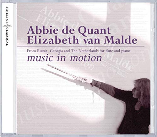 CD case featuring musicians, text “Abbie de Quant Elizabeth van Malde”, and a flute.