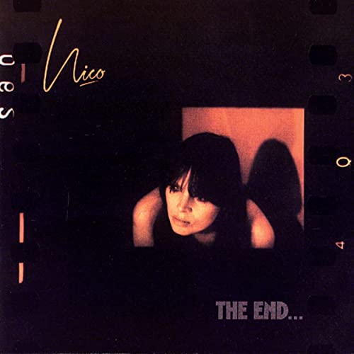 Album cover featuring Nico in a film strip frame with text reading The End.