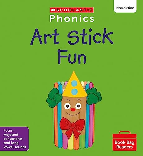 Book cover with a colorful, stick-figure-like character made of craft sticks.
