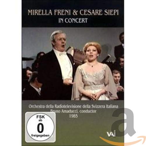 DVD cover featuring Mirella Freni and Cesare Siepi in concert, 1985.