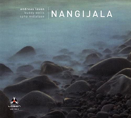 CD cover for “Nangijala” by Andreas Loven, featuring a rocky beach scene.