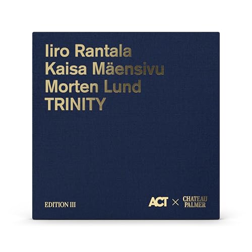 Dark blue vinyl album cover with gold text: "Iiro Rantala, Kaisa Mäensivu, Trinity".