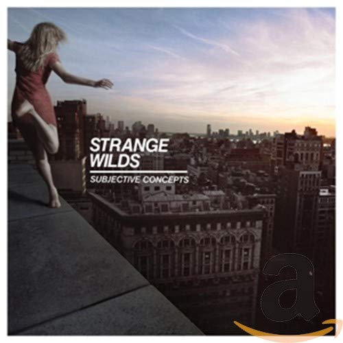 CD cover: woman running towards a city skyline at sunset.