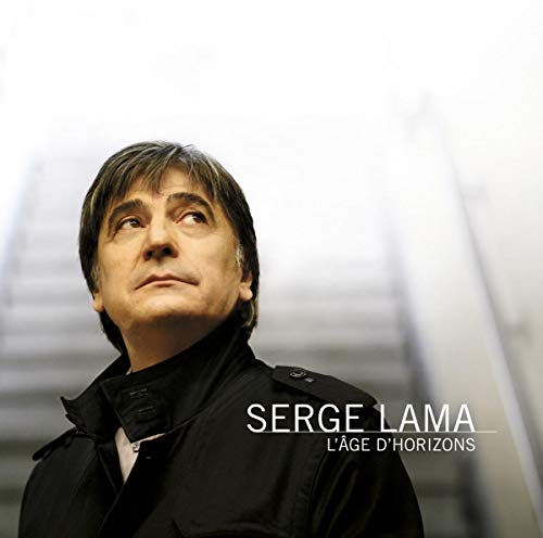 Serge Lama portrait on CD cover, looking upwards against a staircase.
