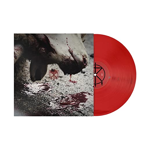 Red vinyl record with album art depicting a distressed animal and blood.