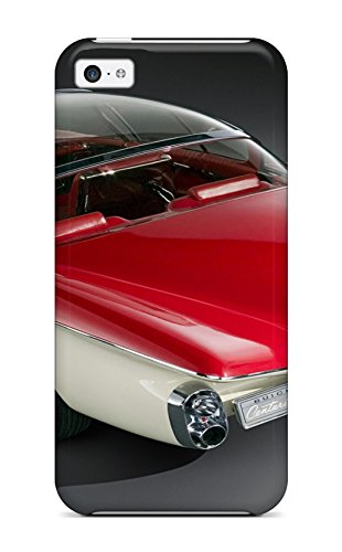 Red and white classic car image on a black phone case.