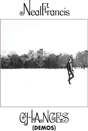 Black and white album cover with a lone figure in a snowy landscape.