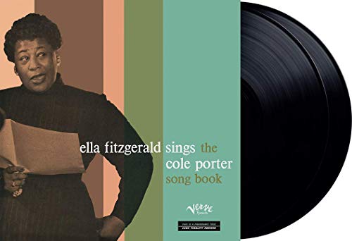 Ella Fitzgerald portrait with a vinyl record of her Cole Porter songbook.