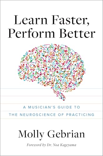 Book cover: “Learn Faster, Perform Better” with a brain made of music notes.
