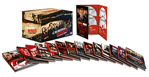 Criminal Minds" Seasons 1-15 DVD box set with multiple discs displayed.