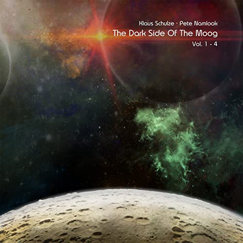 Album cover for "The Dark Side Of The Moog" with space imagery.