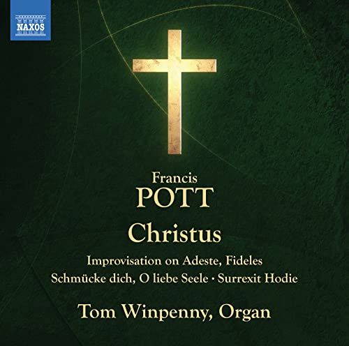 CD cover: golden cross on dark green, text naming composer and organist.