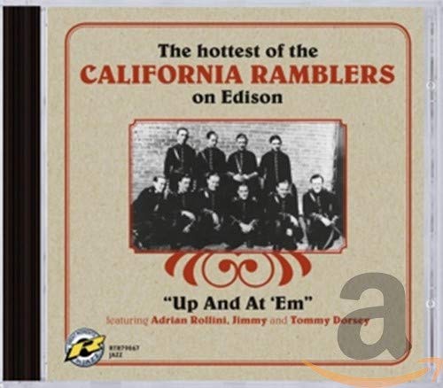 CD cover for “Up and at ‘em” by The California Ramblers, with band photo.