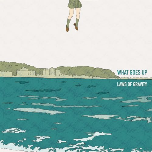 Illustration of legs floating above a teal ocean and green cityscape.