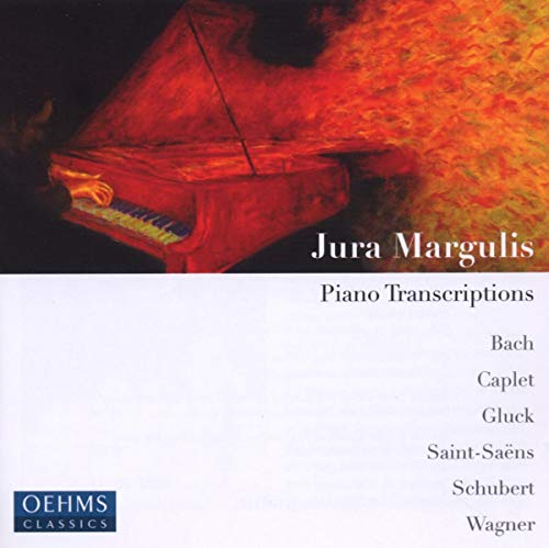 CD cover: red piano with text “Jura Margulis, Piano Transcriptions.”