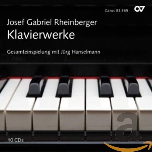 CD cover for Josef Gabriel Rheinberger’s Klavierwerke, featuring a piano keyboard.