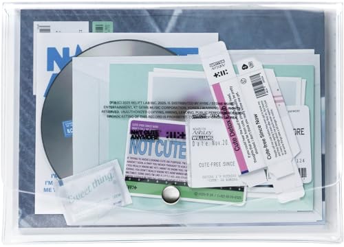 ILLIT's "NOT CUTE ANYMORE" CD in clear plastic packaging with inserts.