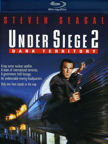 Under Siege 2" Blu-ray cover featuring Steven Seagal holding a gun on a train.