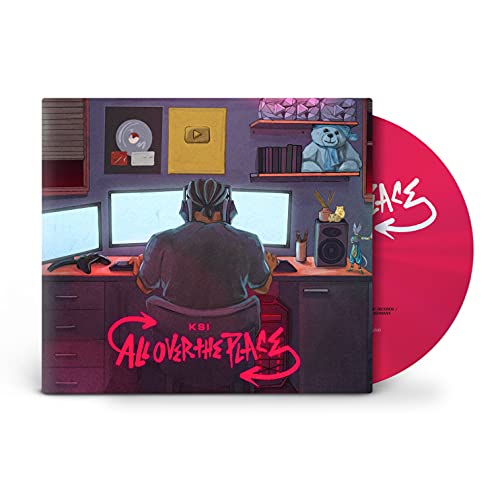 KSI “All Over The Place” CD case and pink disc shown.