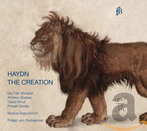 CD cover for Haydn’s “The Creation” featuring a painted lion.