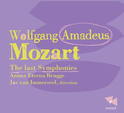CD cover for Mozart’s last symphonies, purple background, yellow text.
