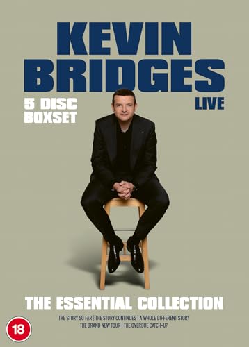 DVD cover featuring comedian Kevin Bridges in a suit, seated on a stool.