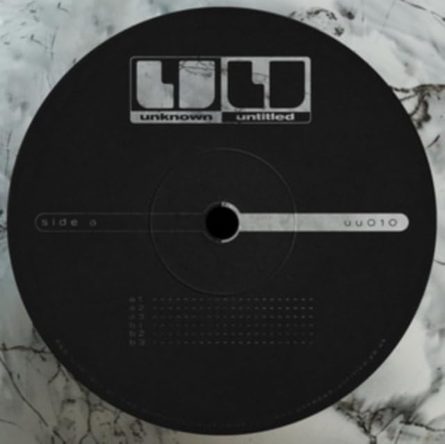 Black vinyl record label with white text: “unknown,” “untitled,” and “uu010.”