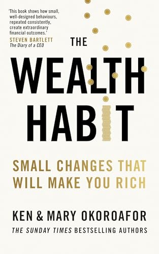 Book cover: "The Wealth Habit" by Ken & Mary Okoroafor, gold accents.