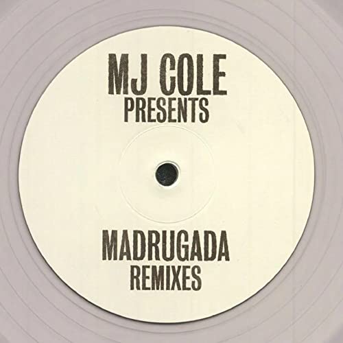White vinyl record label with black text: "MJ Cole Presents Madrugada Remixes".